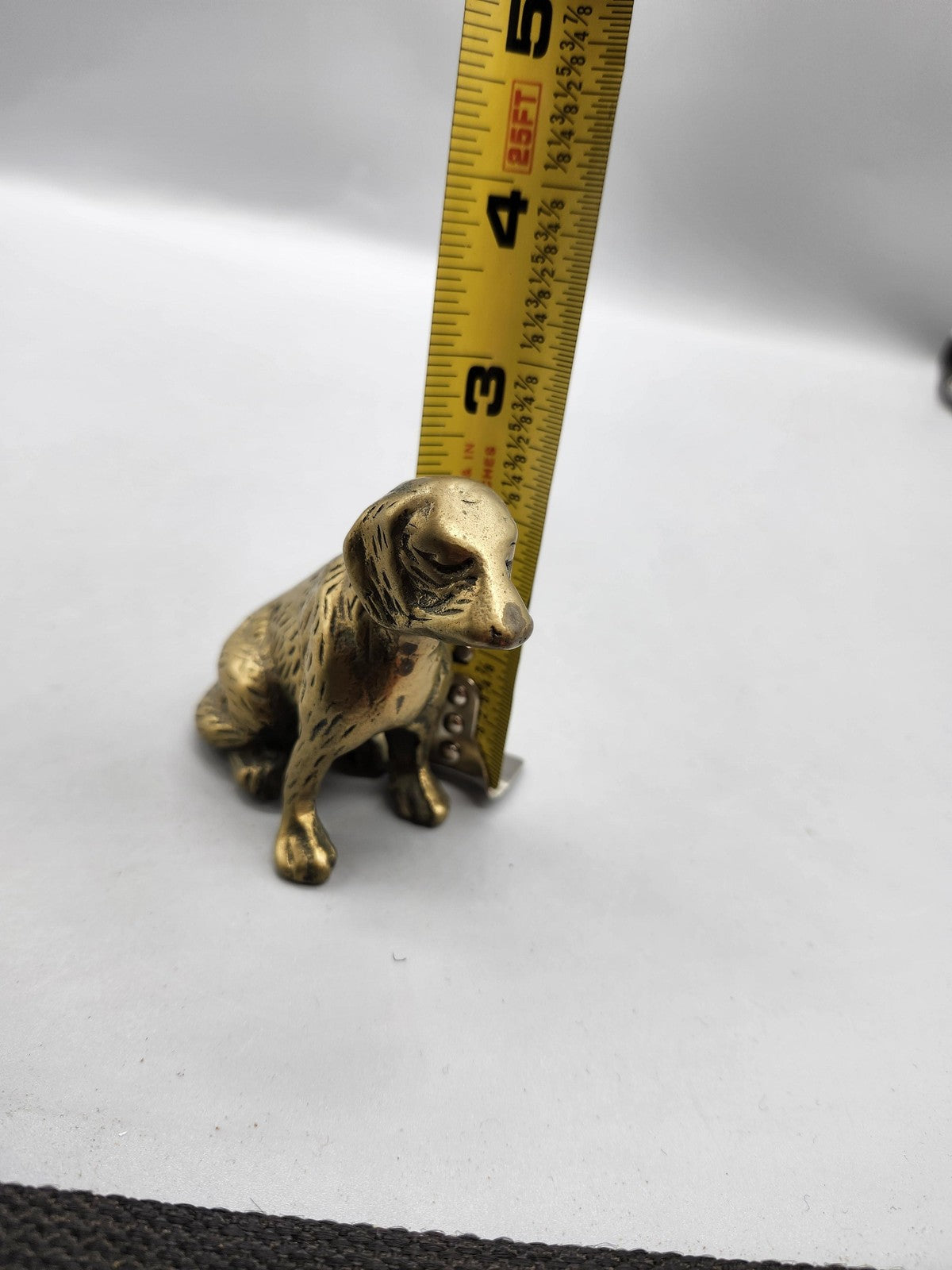 Vintage Brass Dog Figurine Small Sitting Puppy Gold Tone Metal Canine Decor