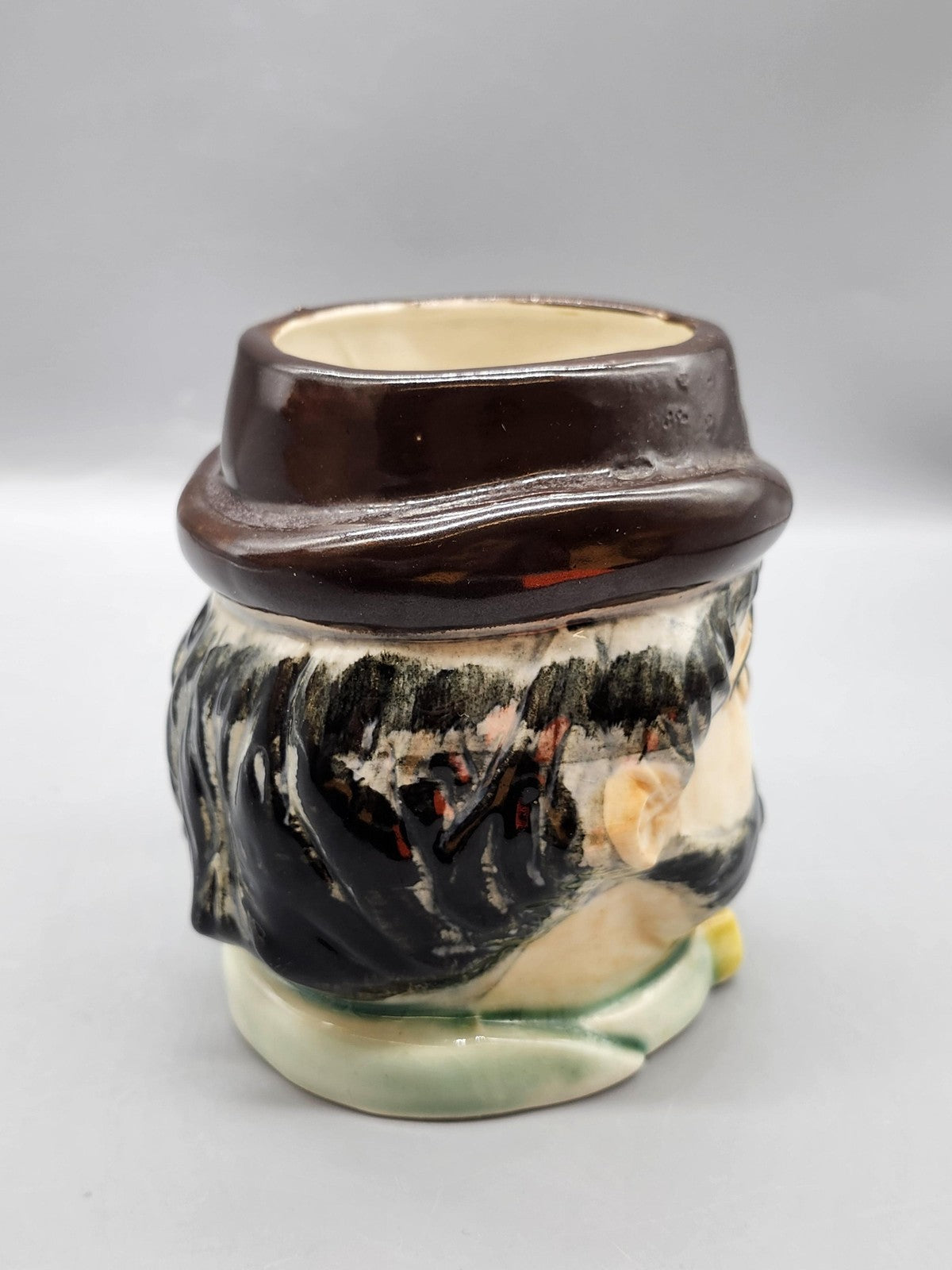 Vintage Face Mug Brown Hat Mustache Character Cup Multicolor Pottery Novelty