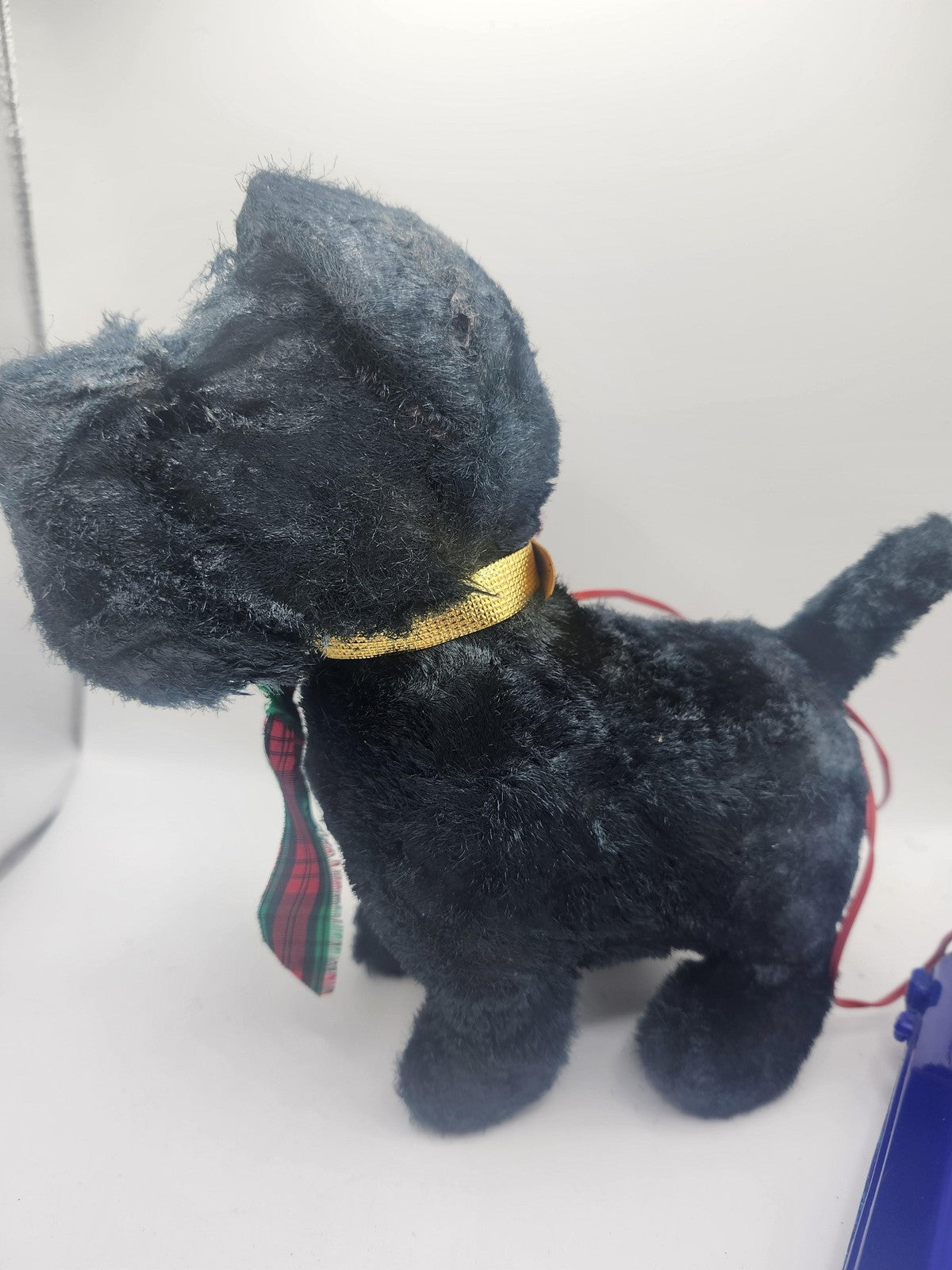 Vintage Black Scottie Dog Plush Stuffed Animal Small Battery Remote Toy Walking