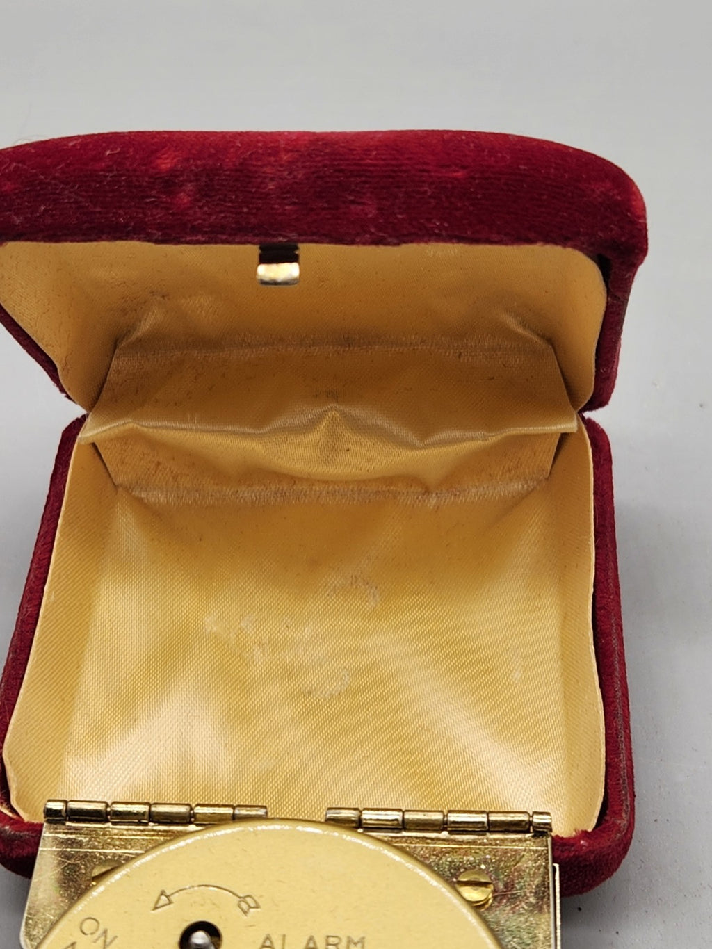 Vintage Bradley Travel Alarm Clock Red Velvet Case Folding Japan Untested