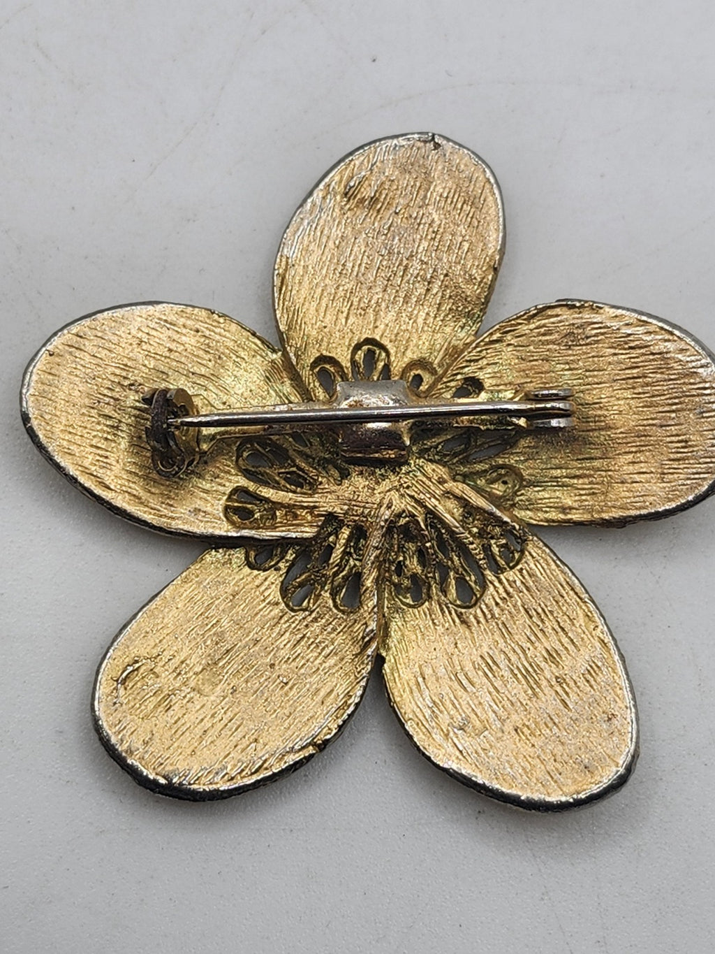Yellow Enamel Flower Brooch Pin Gold Tone Petals Daisy Costume Jewelry Gift
