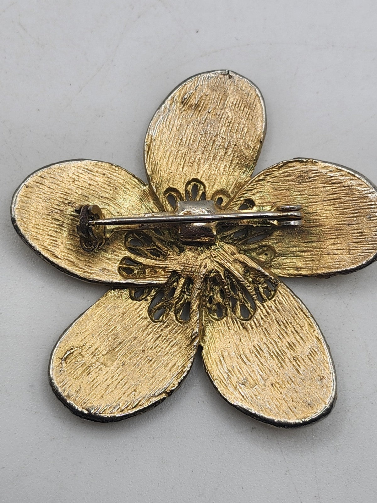 Yellow Enamel Flower Brooch Pin Gold Tone Petals Daisy Costume Jewelry Gift