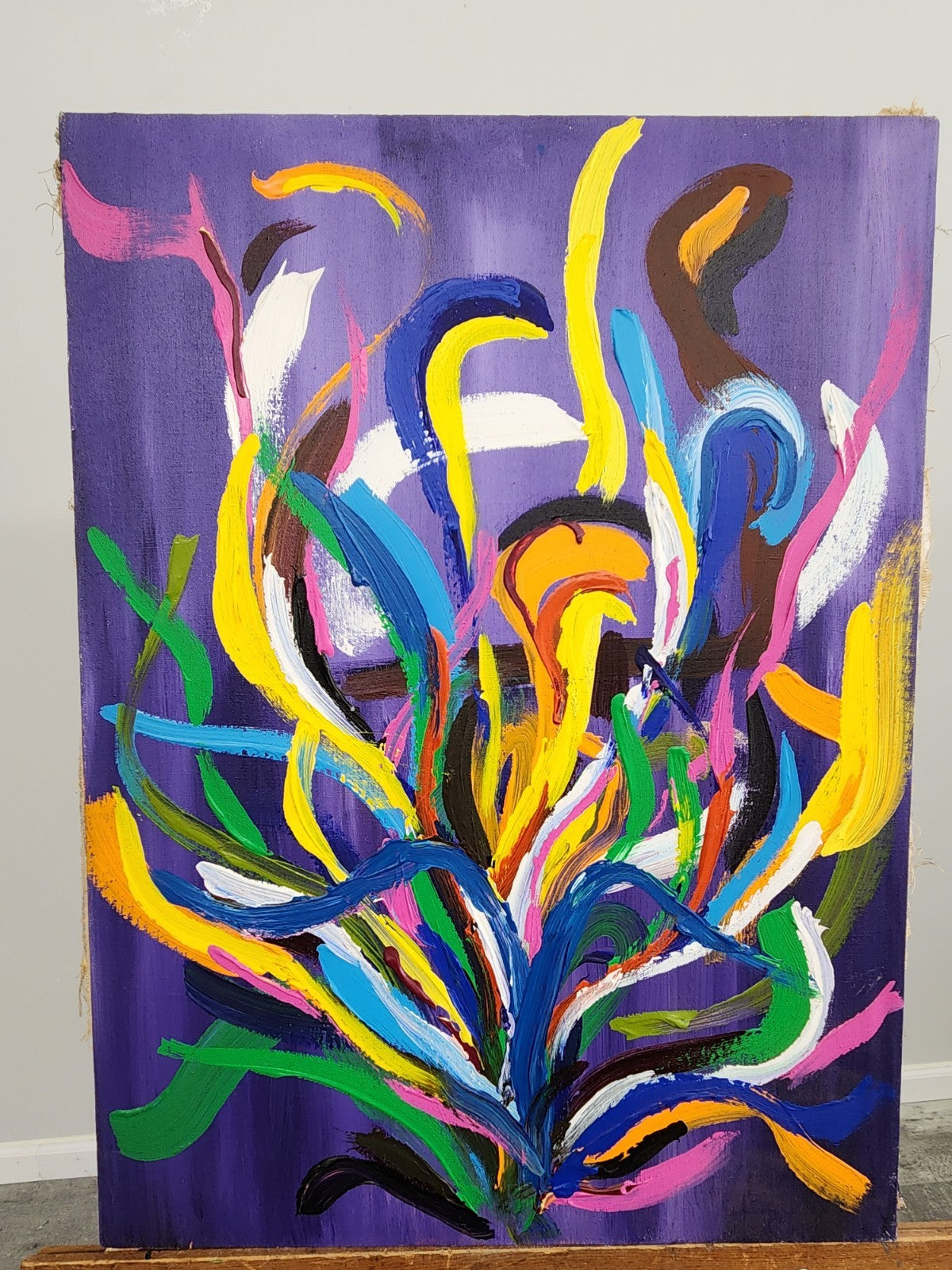 Original Signed Abstract Acrylic Painting on Canvas Colorful Modern OOAK 22x30"