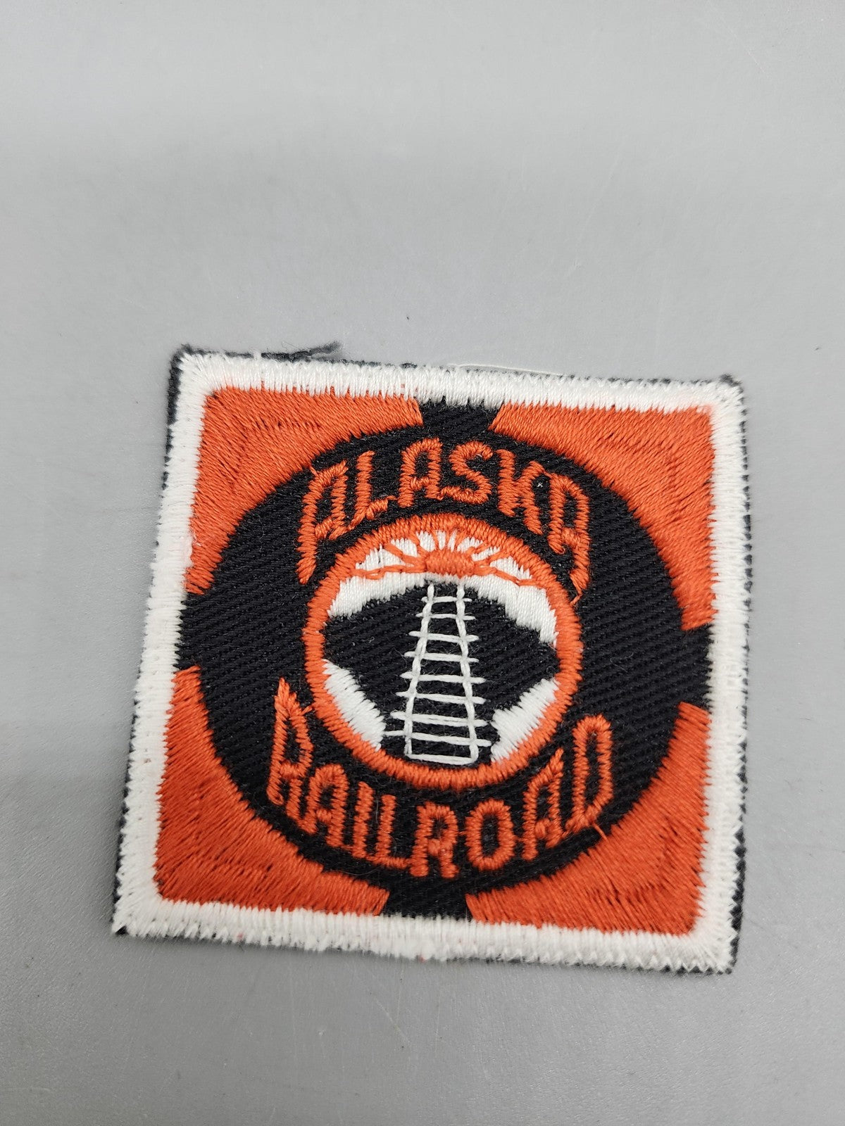Alaska Railroad Embroidered Patch Orange Black Train Logo Sew On Badge Small