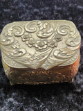 Vintage Japanese Trinket Jewelry Box Gold Tone Floral Ornate Red Velvet