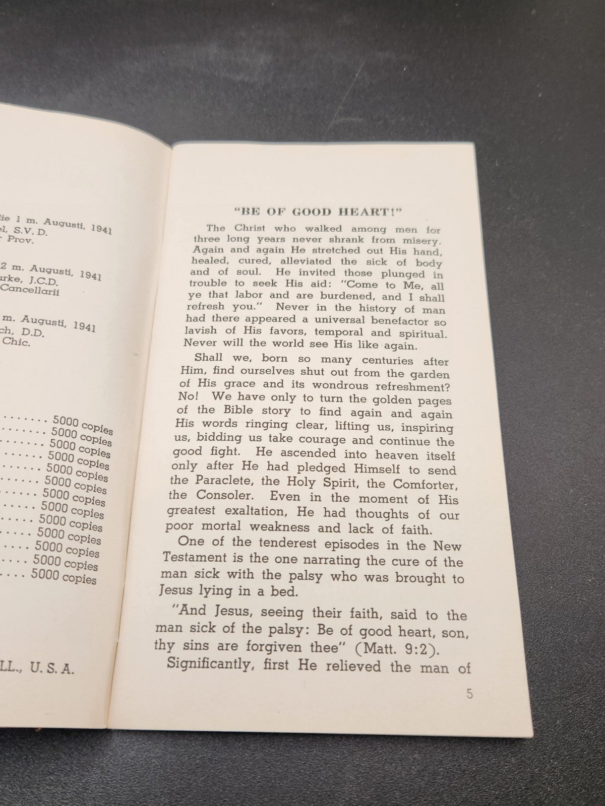 Vintage 1941 “Be of Good Heart!” Religious Booklet by Rev. Bruno Hagspiel S.V.D.