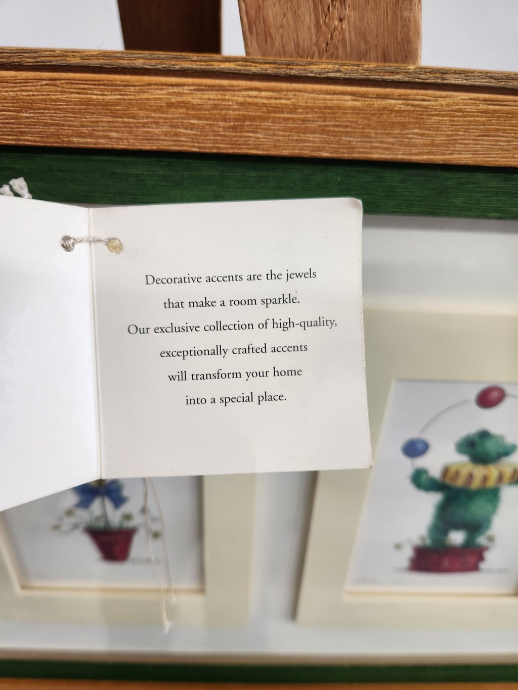 Vintage Ethan Allen Whimsical Topiary Wall Art Framed Triple Print 28x15 Signed 