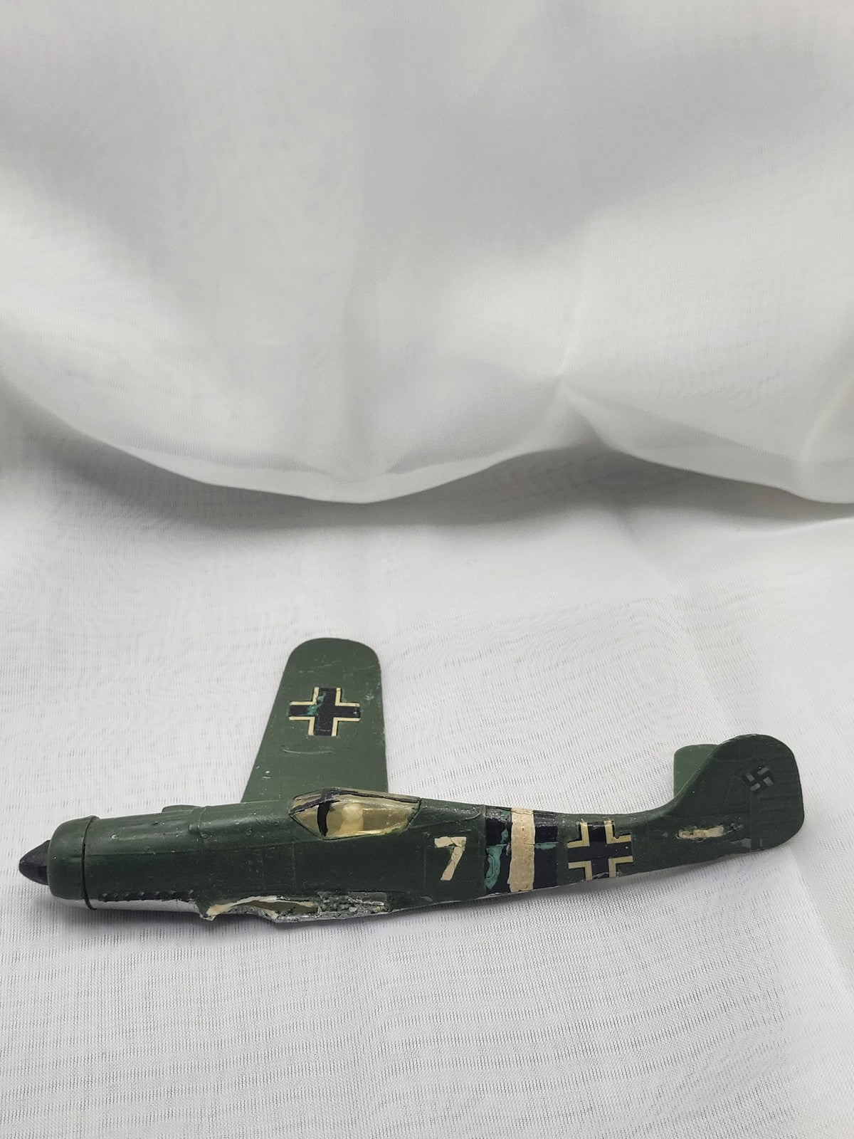 Vintage German WW2 Fighter Plane Diecast Airplane Toy Small Green Parts Repair