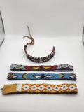 Beaded choker Lot Native American Glass Leather Multicolor Boho Womens 4pc