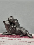 1999 Michael Ricker “Friendship Gift of Love” Cats Pewter Sculpture w/ COA