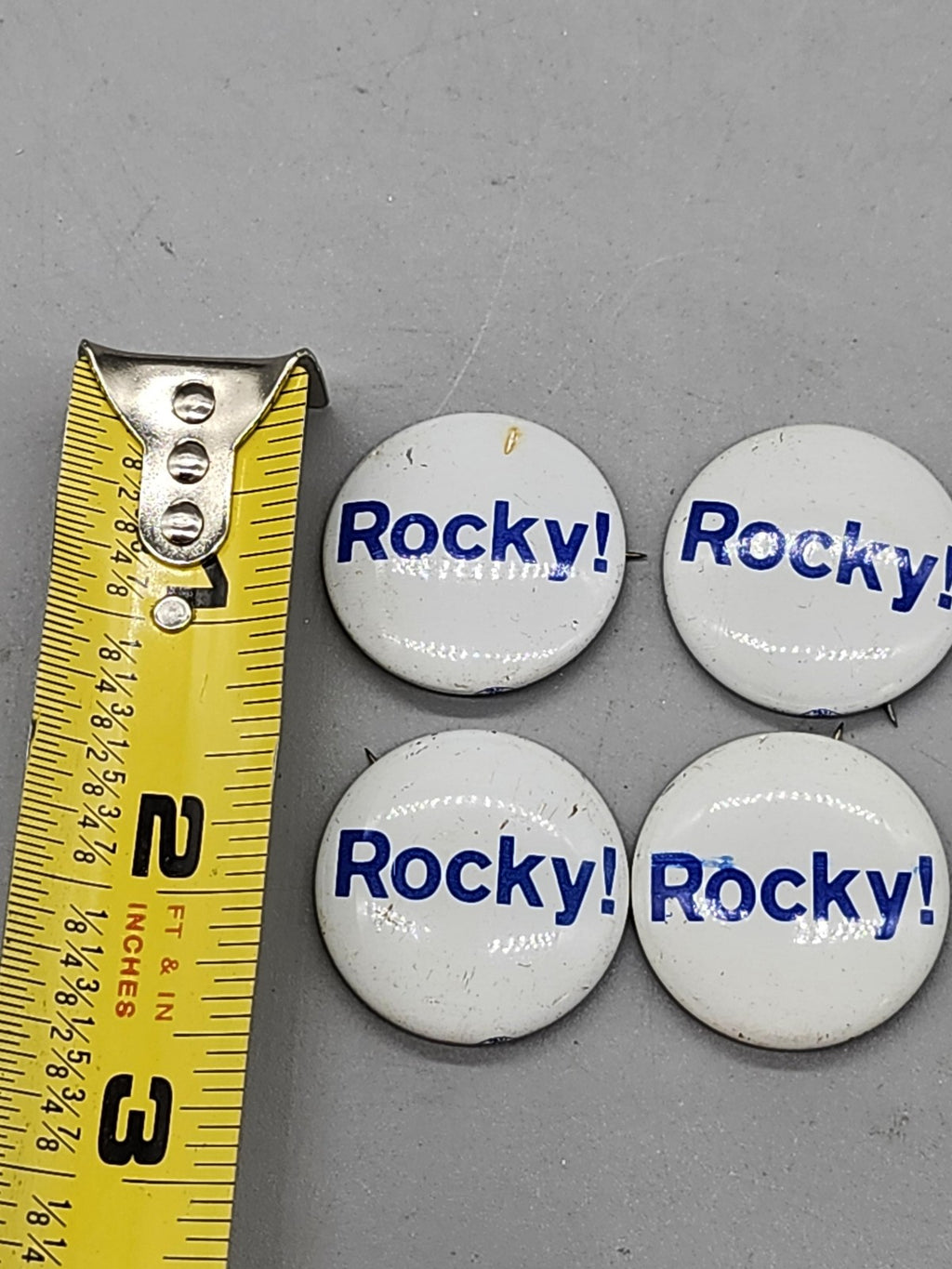 Vintage Rocky! Movie Pinback Buttons Lot 4 Small White Blue Round Collectible