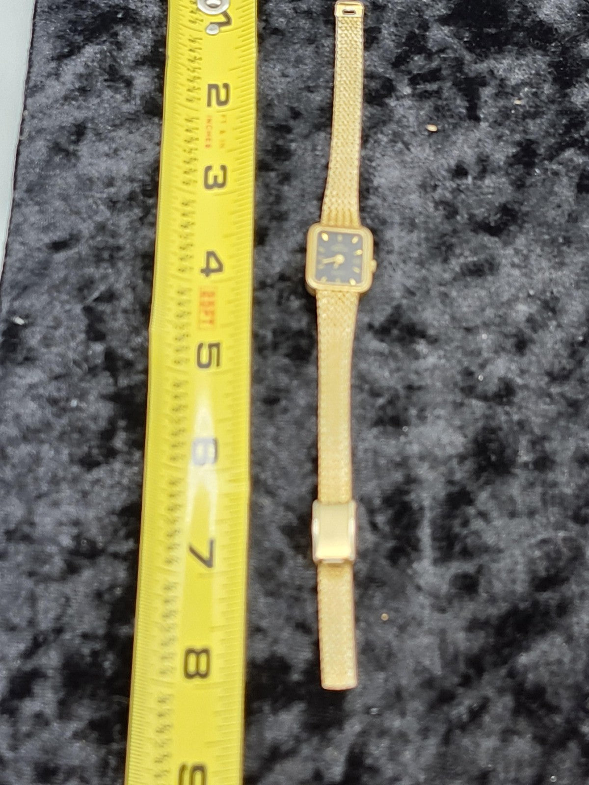 Jules Jurgensen Watch Womens Gold Tone Black Dial Quartz Analog Parts Repair