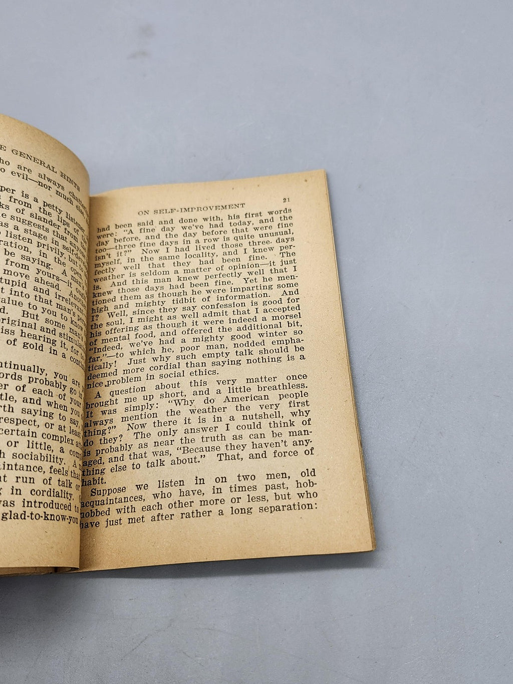 Vintage Some General Hints On Self-Improvement Lloyd E. Smith Tan PB USA 1925