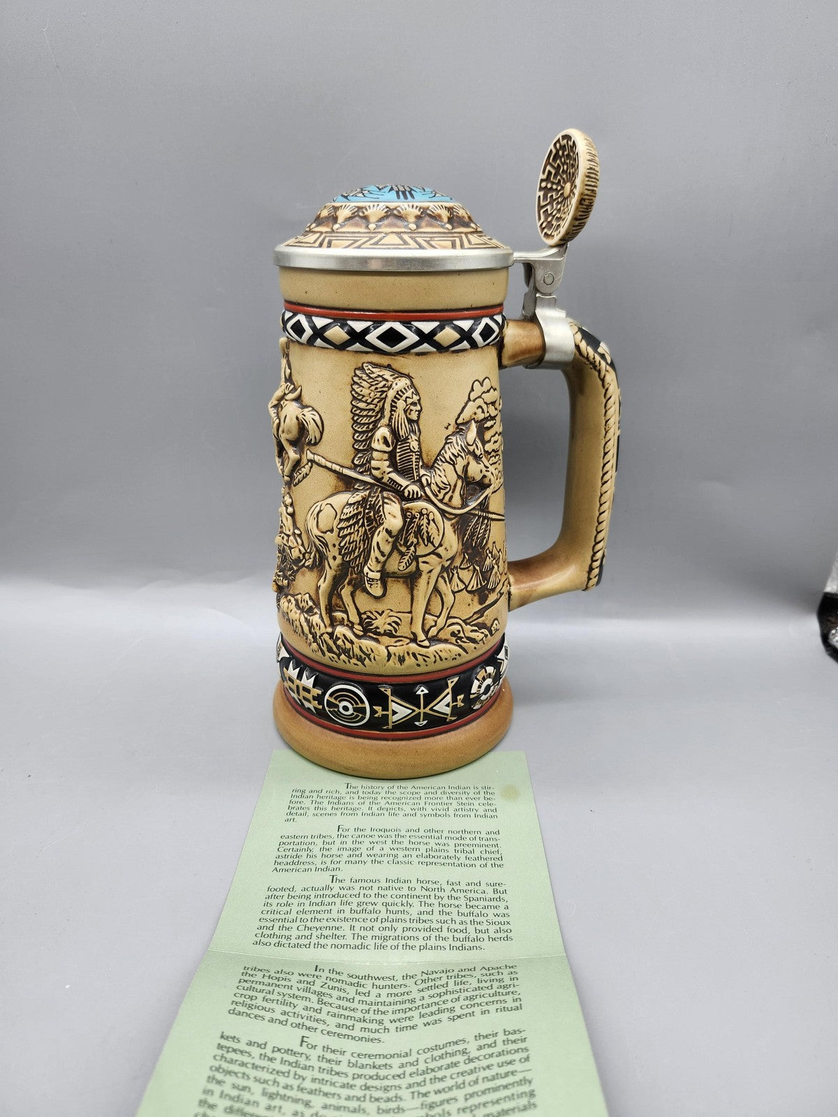 Vintage Avon Indians Of The American Frontier Lidded Stein Ceramarte Brazil