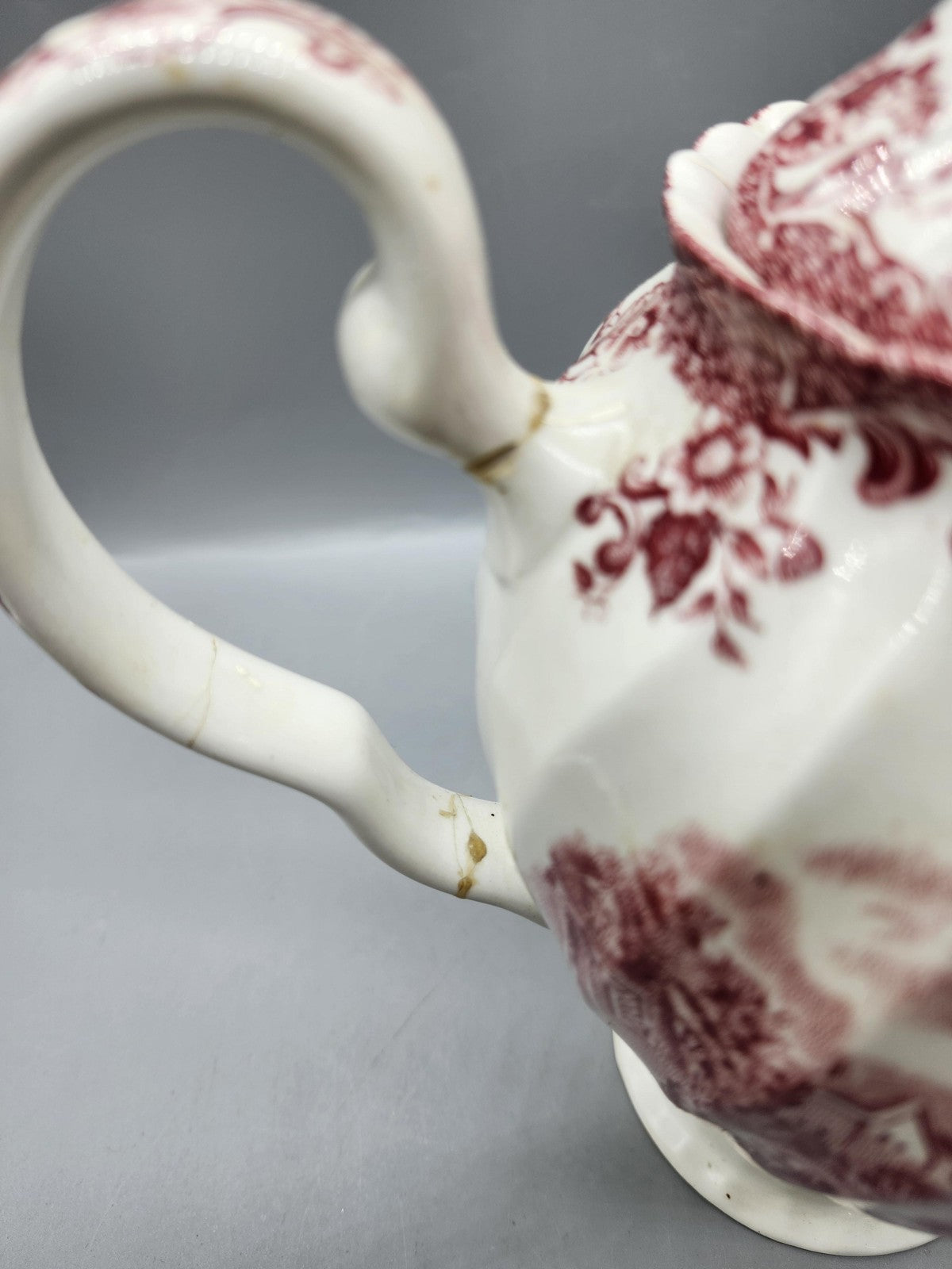 Vintage Johnson Bros Coaching Scenes Red Ironstone Toile Coffee Pot England