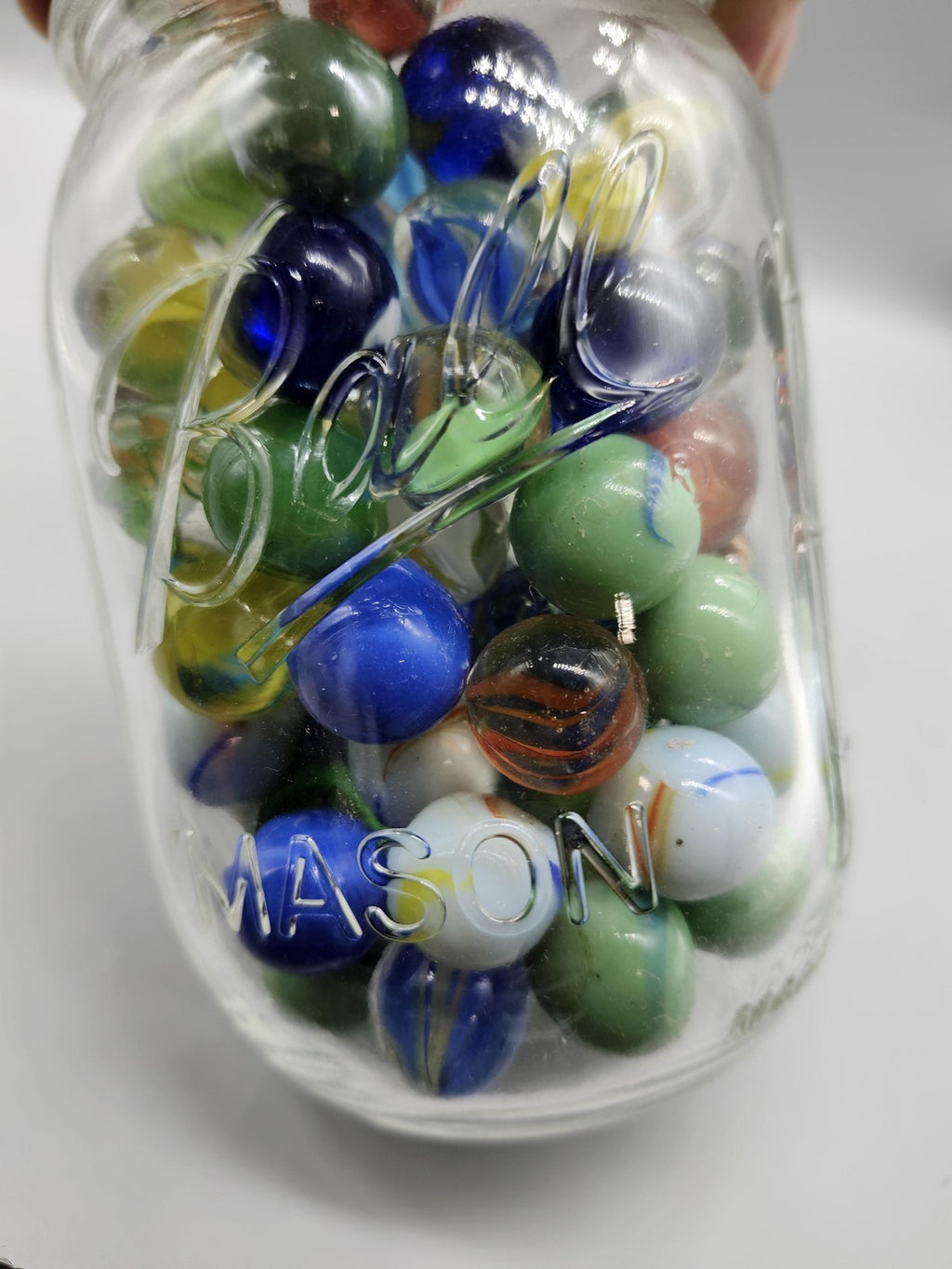 Ball Mason Jar Cat's Eye Glass Marbles Lot Assorted Colors Machine Made