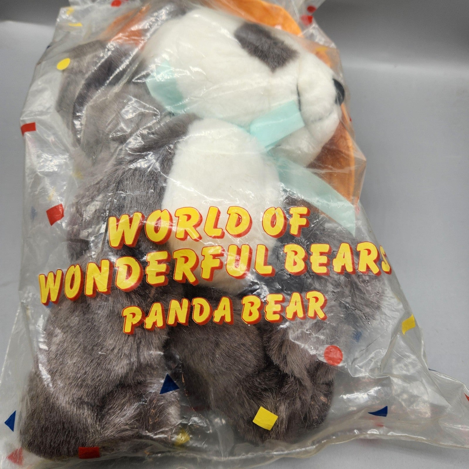 Vintage World Of Wonderful Bears Panda Teddy Plush Medium White Gray Hat Cute
