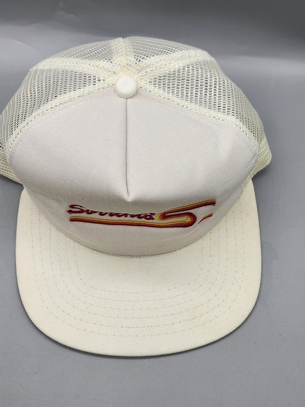 Vintage Sorrento's New Era Hat Cap Snap Back Mens L White Mesh Trucker 80s