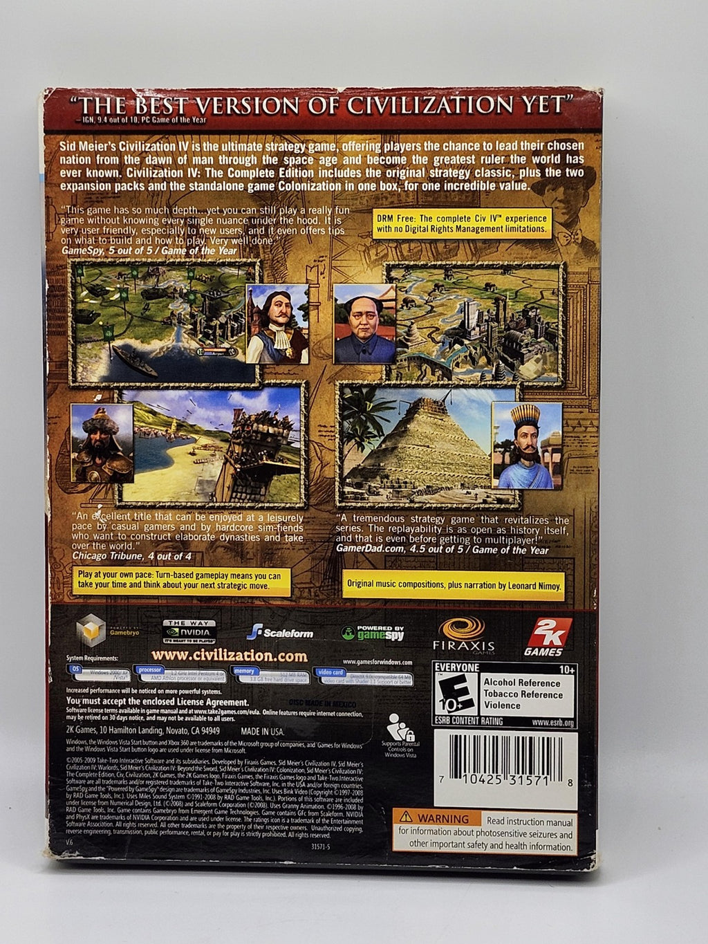 Sid Meier's Civilization IV Complete Edition PC DVD Game E10+ 2K Manual Included