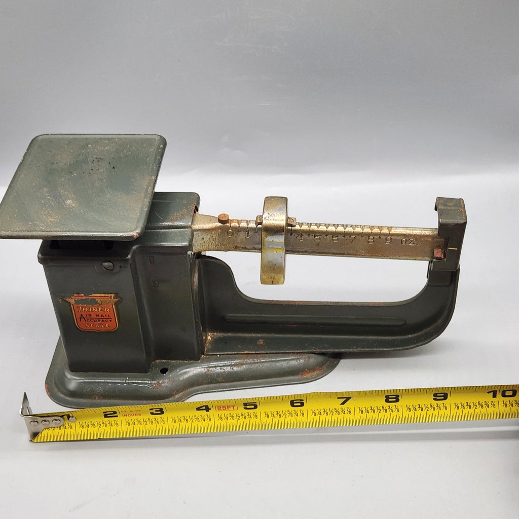 Vintage Triner Air Mail Accuracy Scale Green Metal Postal Balance Chicago USA