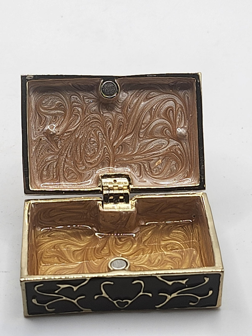 High Heel Shoe Trinket Box Small Black Gold Red Crystal Hearts Decor Romantic