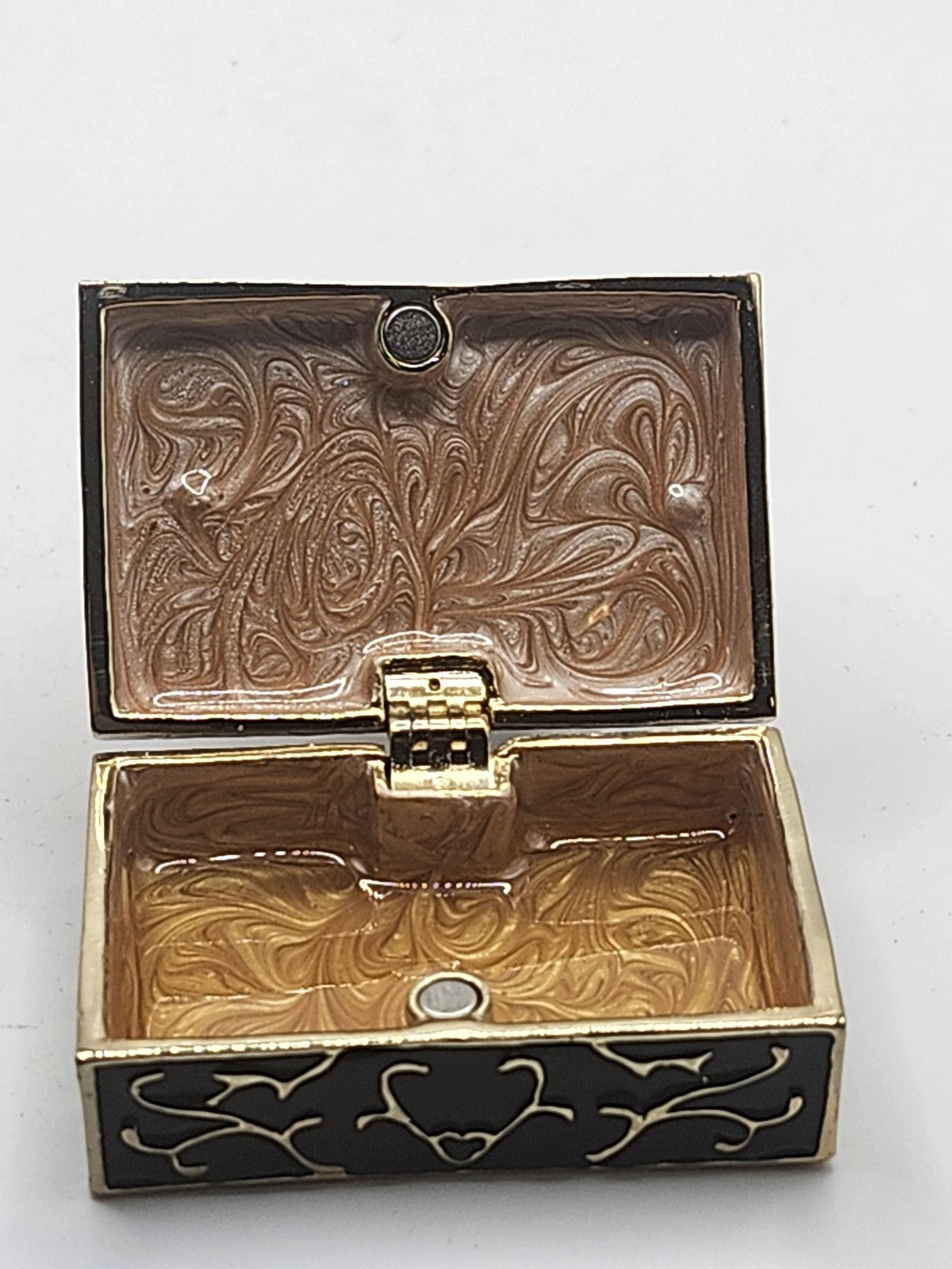 High Heel Shoe Trinket Box Small Black Gold Red Crystal Hearts Decor Romantic
