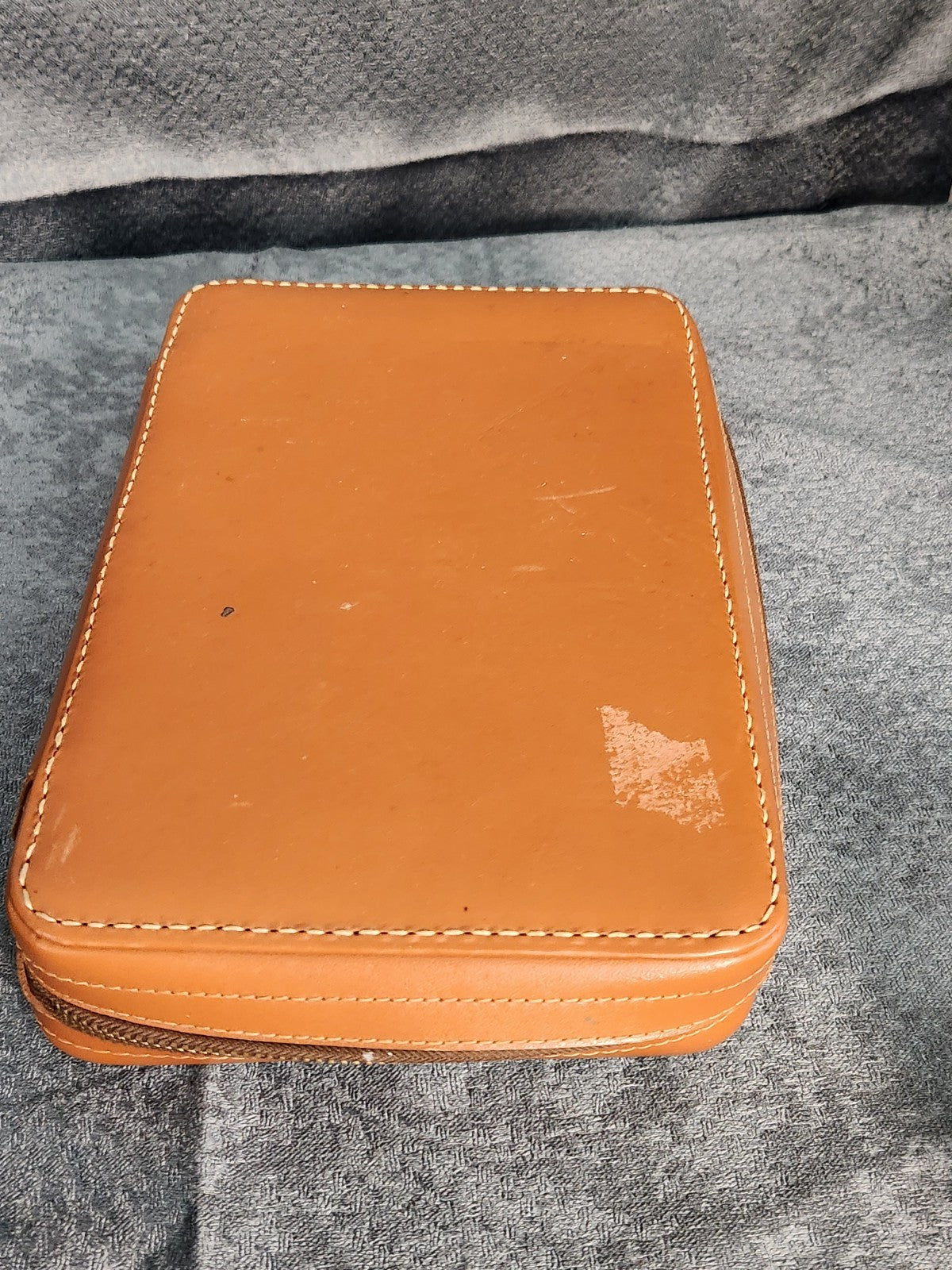 Vintage Men’s Travel Grooming Kit Faux Leather Case Mirror Brush Comb Set