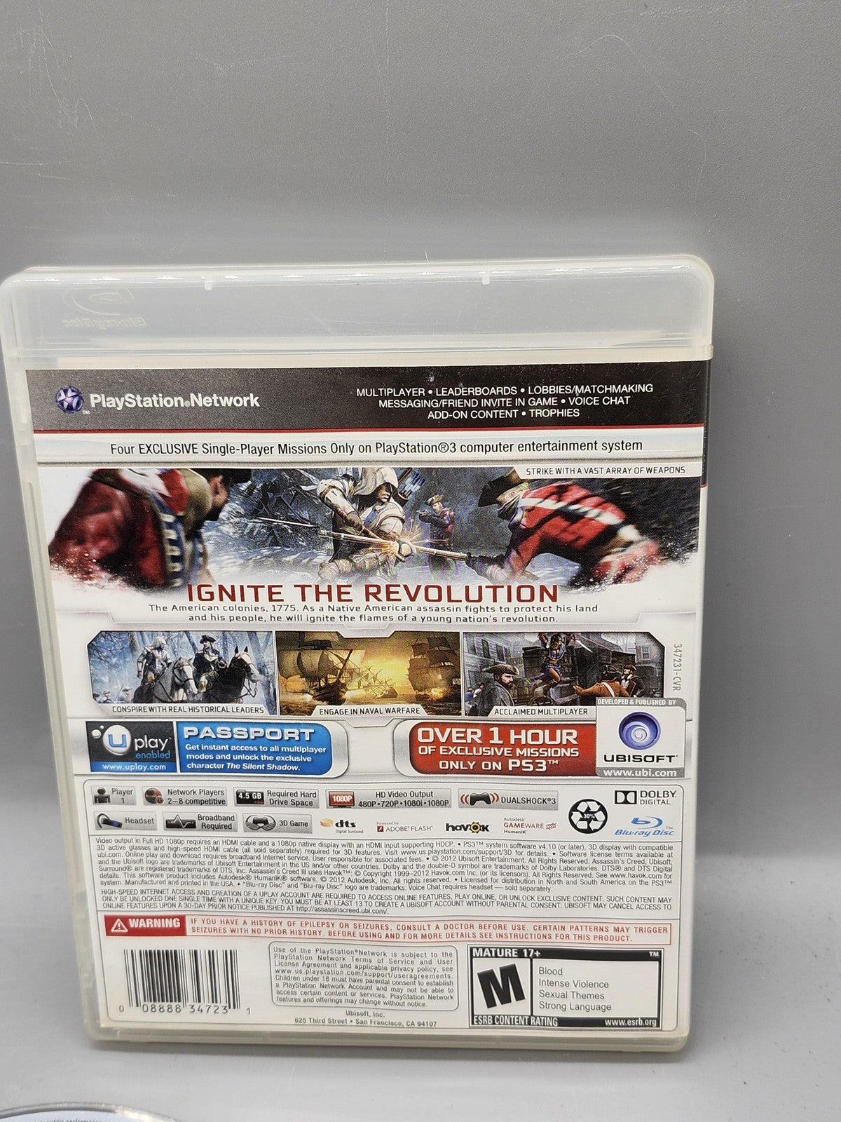 Assassin's Creed III PlayStation 3 PS3 Game M Ubisoft NTSC-U/C 2012 Manual