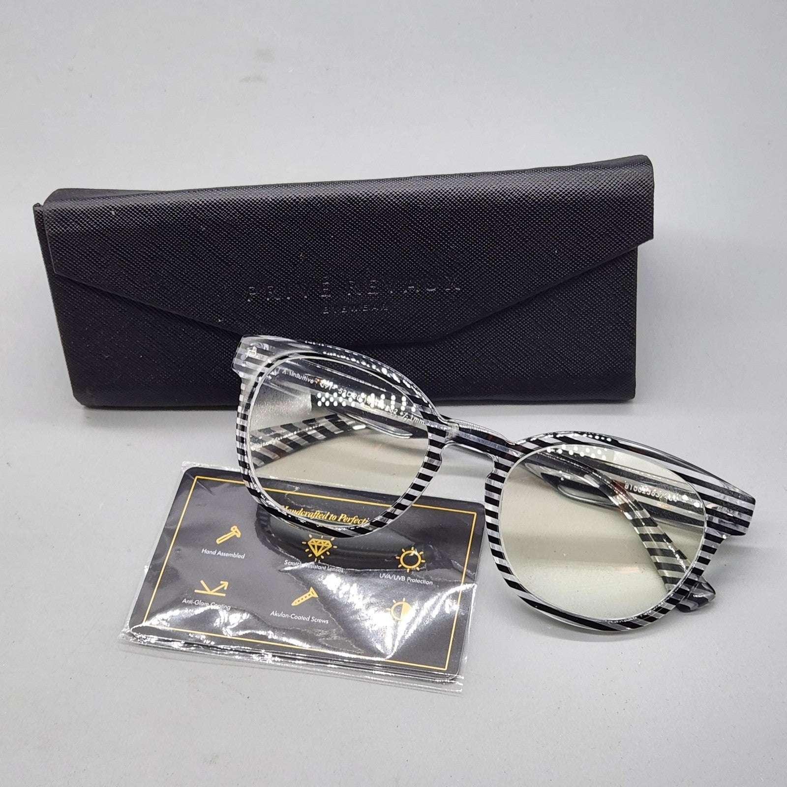 Privé Revaux Eyeglasses Black Striped Womens Intuitive C91 52-20-140 Square