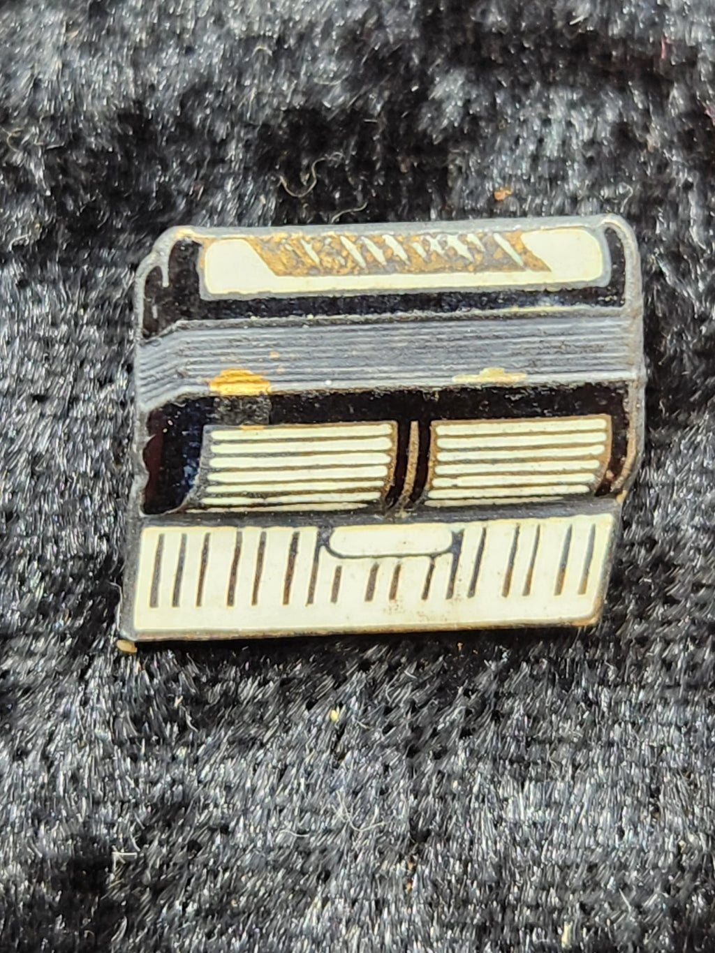 Vintage Sterling Silver Retro Broadcast Receiver Brooch Enamel Figural Pin