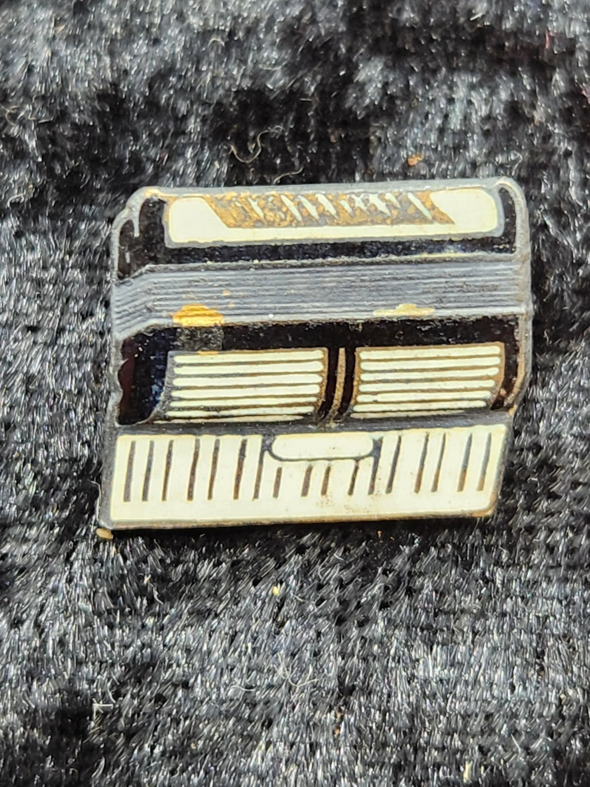 Vintage Sterling Silver Retro Broadcast Receiver Brooch Enamel Figural Pin