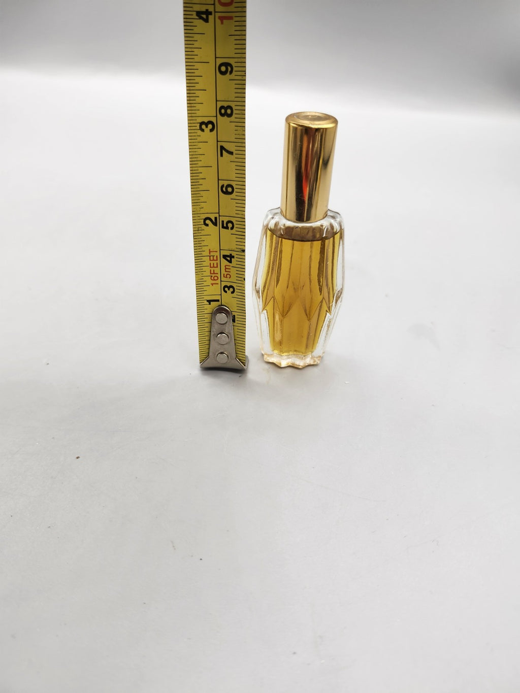 Vintage Mini Perfume Bottle Gold Cap Partial Contents Unmarked Glass Bottle