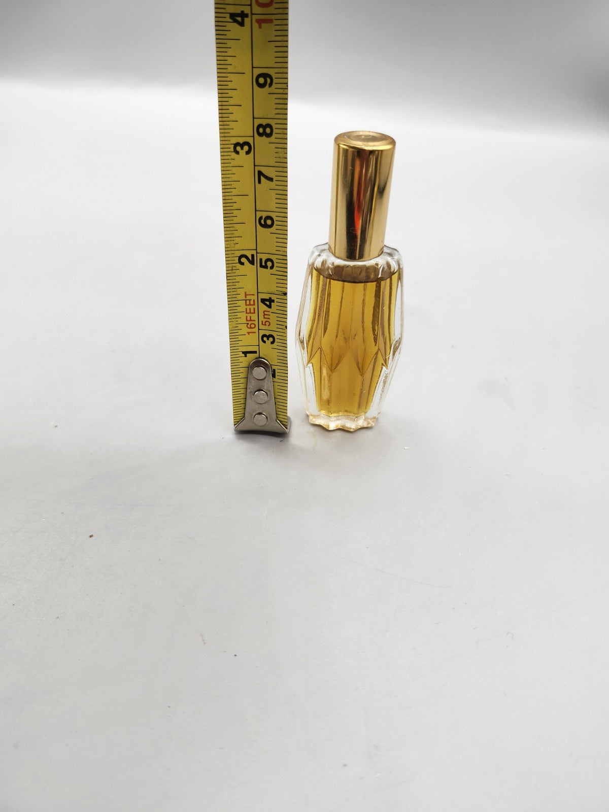 Vintage Mini Perfume Bottle Gold Cap Partial Contents Unmarked Glass Bottle