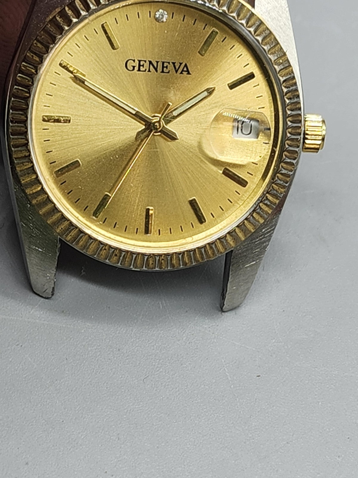 Geneva Eiger Watch Lot Mens Quartz Analog Gold Black White Dial 3pc Parts