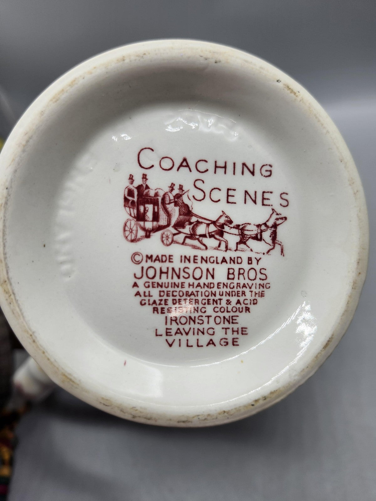 Vintage Johnson Bros Coaching Scenes Red Ironstone Toile Coffee Pot England