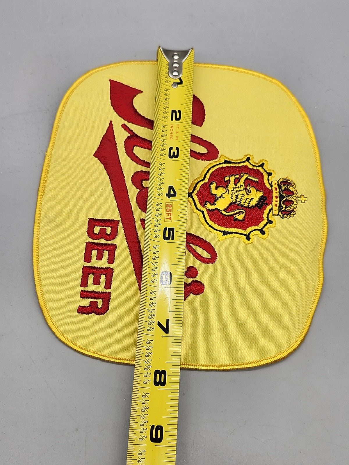 Vintage Stroh's Beer Logo Patch Yellow Red Embroidered Breweriana Bar Decor