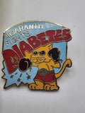 Amaranth Fights Diabetes Cat Lapel Pin Enamel Boxing Gloves Gold Tone Awareness