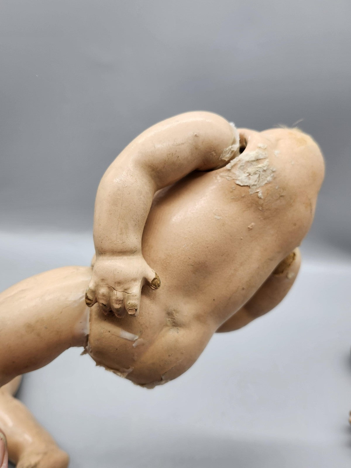 Vintage Composition Baby Doll Body 9 Inch Parts Repair Beige Cracked Damage