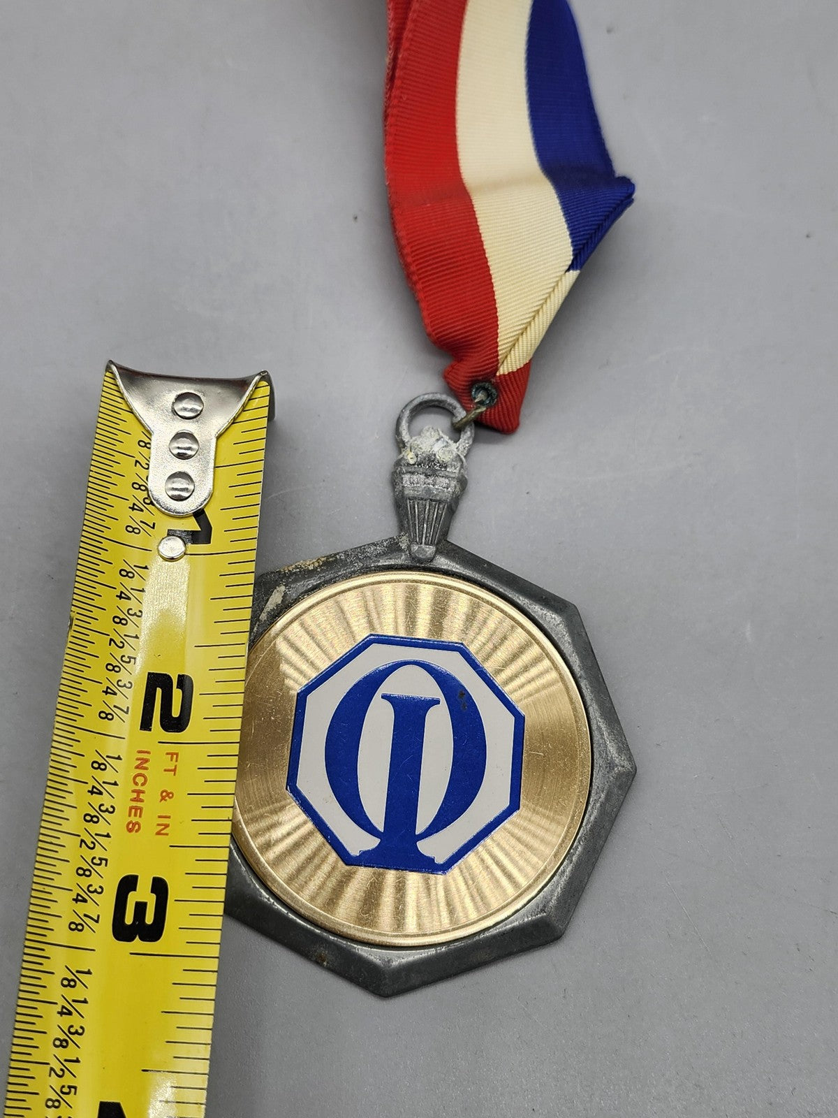 Vintage 1969 Optimist International Medal Red White Blue Ribbon Award Pendant