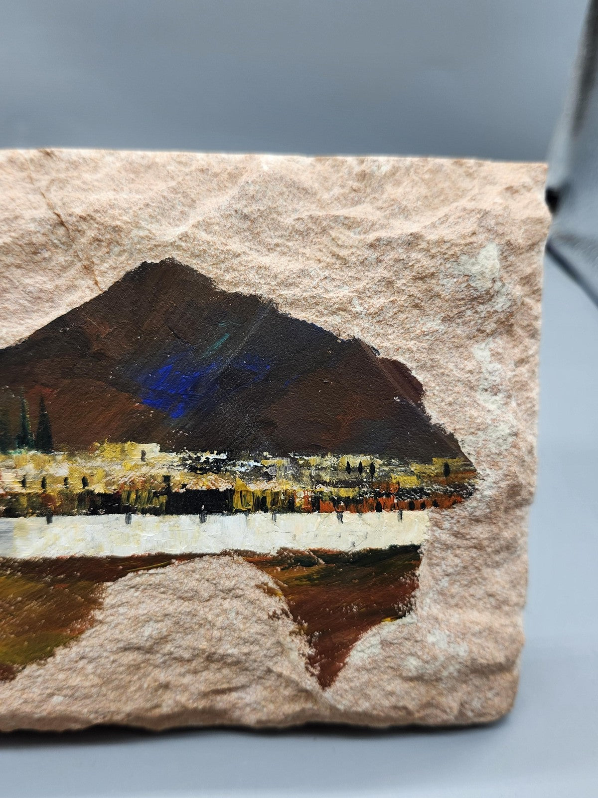 Jerusalem Western Wall Dome Rock Original Painting On Stone Tile Small Judaica