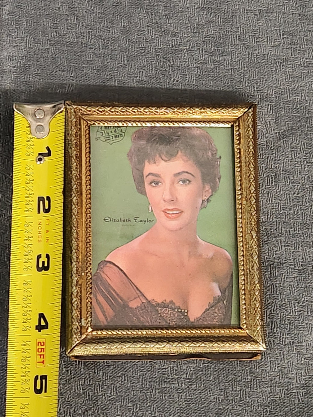 Vintage Elizabeth Taylor Mini Framed Portrait Print Hollywood Glamour Art