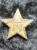 Vintage Presbyterian SS Star Pin Gold Tone Religious Sunday School Lapel Jewelry