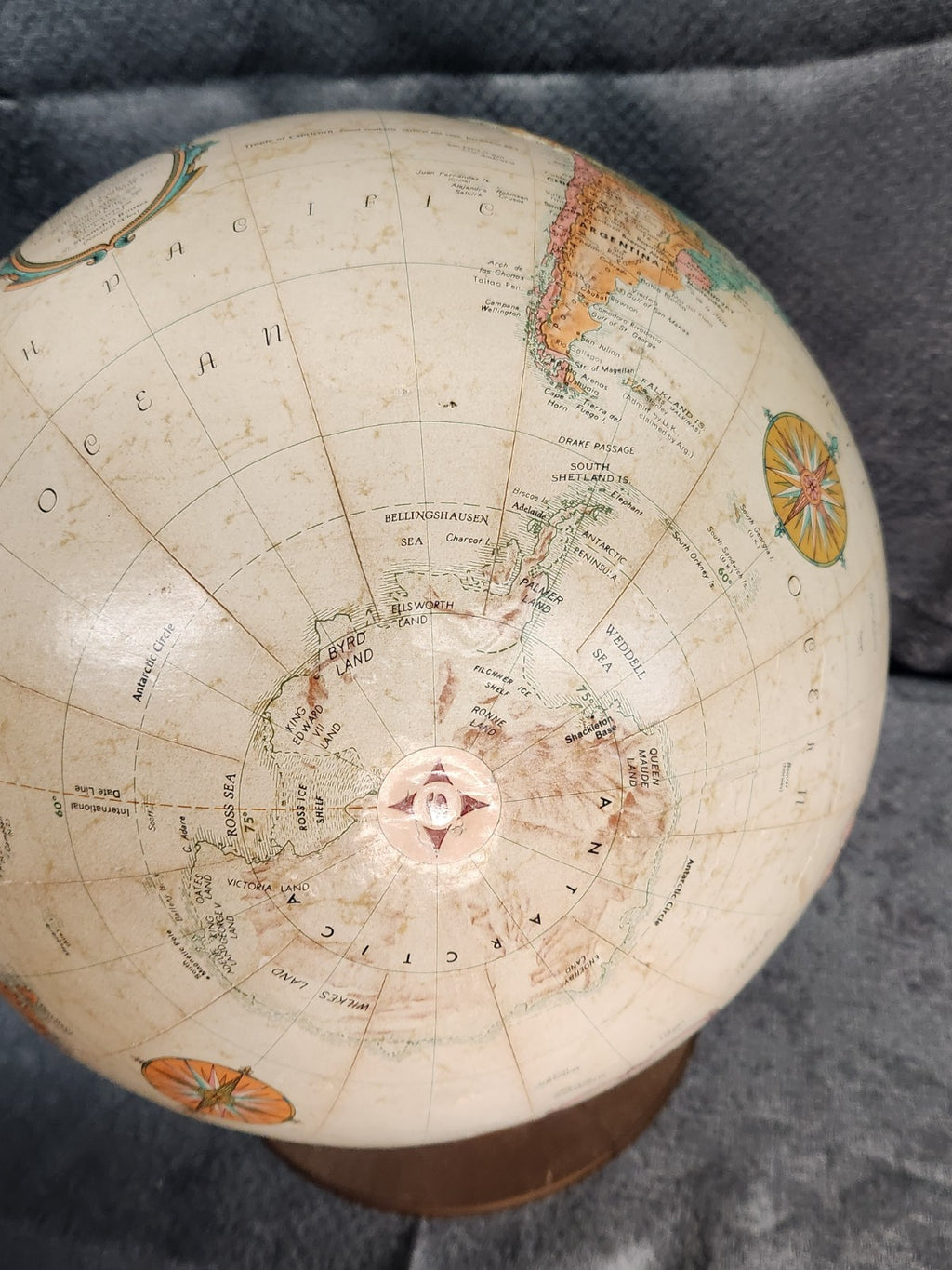 Vintage Replogle 12” World Classic Series Globe Mid Century Desk Globe Brown...