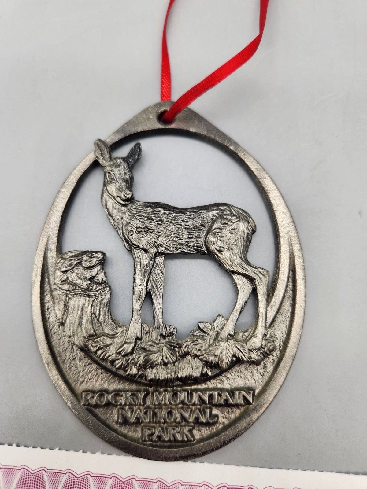 Michael Ricker Pewter Fawn Ornament Rocky Mountain National Park 1999 w/ COA