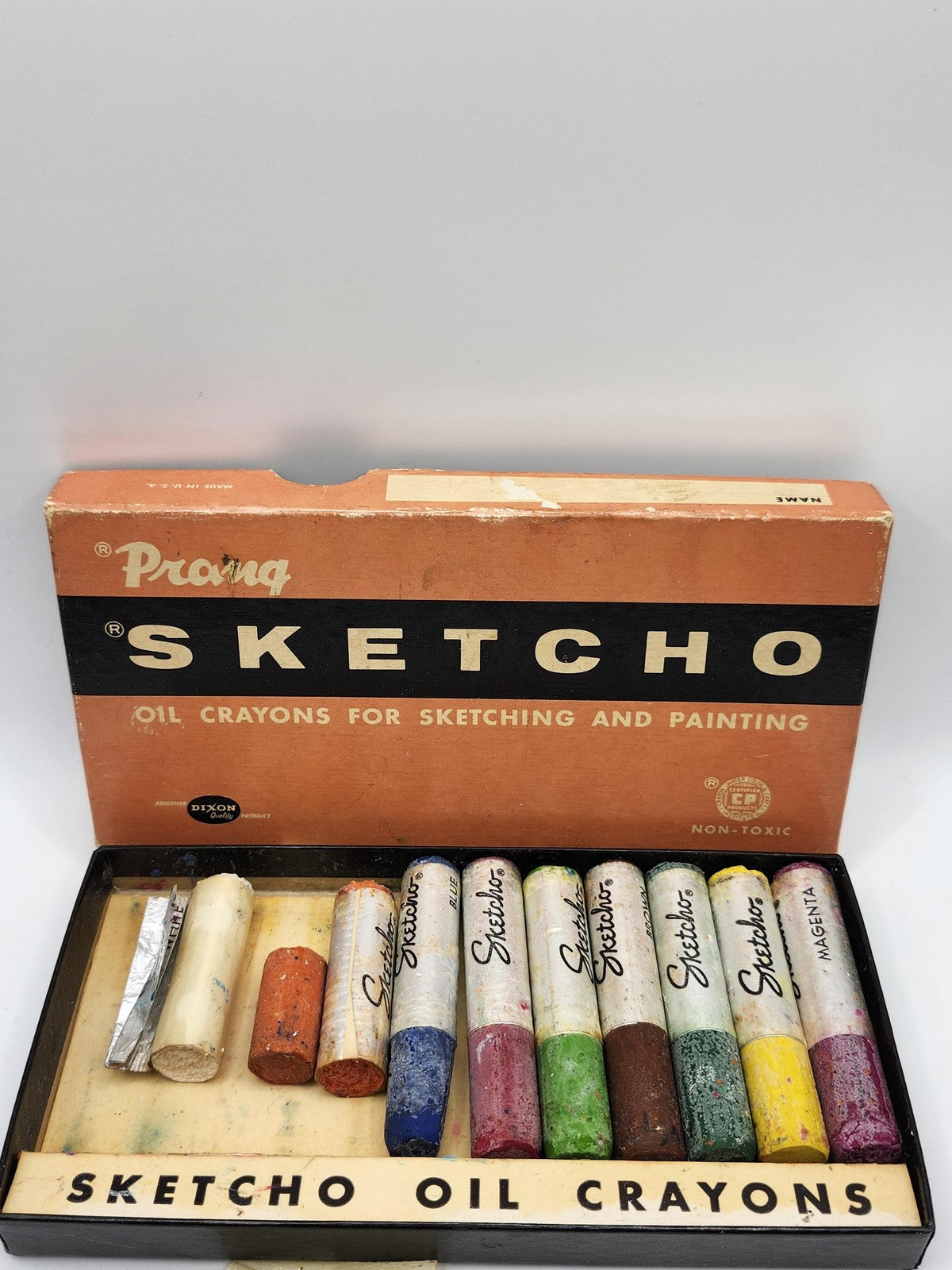 Vintage Prang Sketcho Oil Crayons Art Set 12 Colors 1166-12 USA Non-Toxic