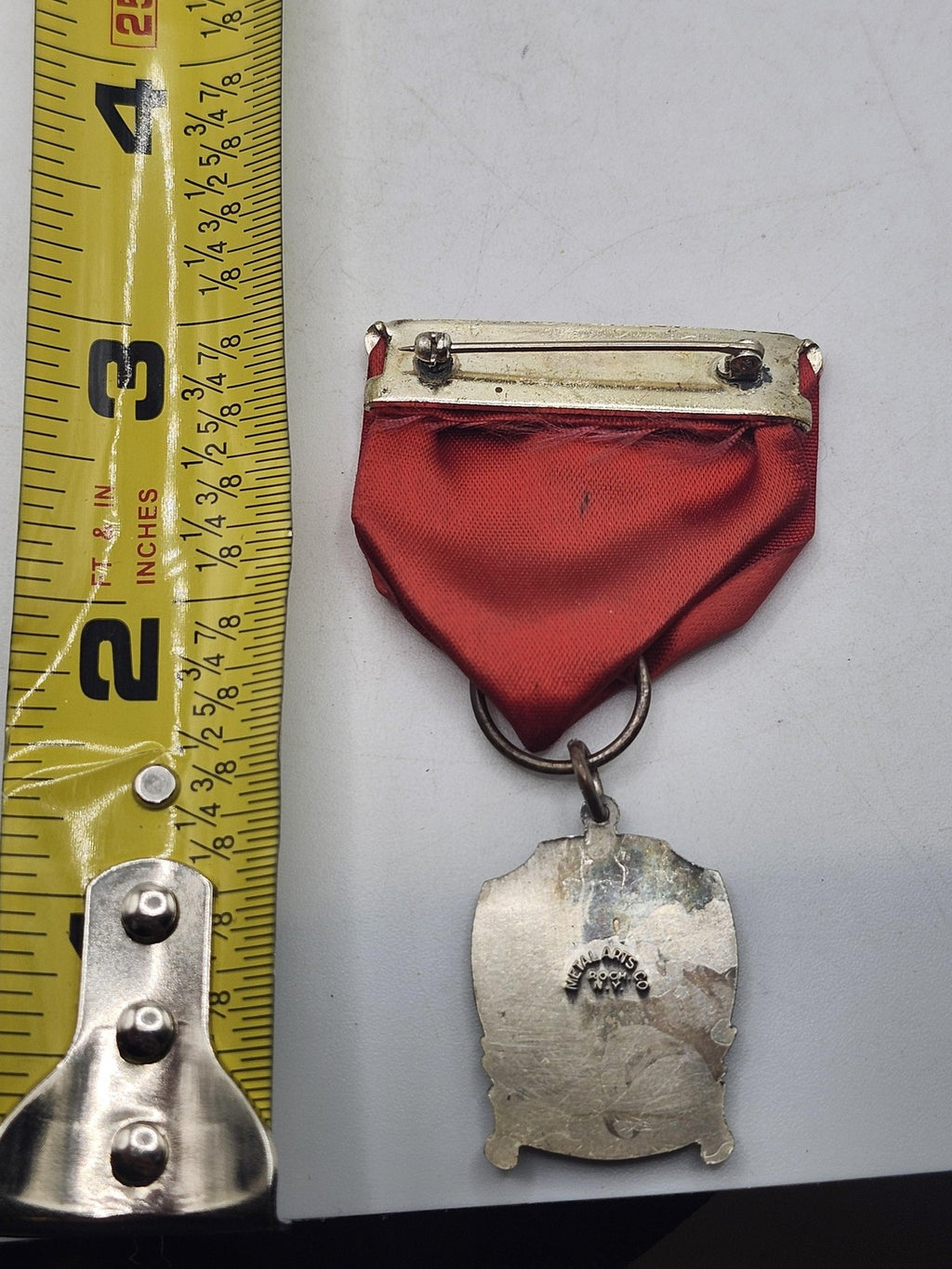 Vintage SOKPOLWAM Sports Award Medal Red Ribbon Runner Eagle Silver Tone Track