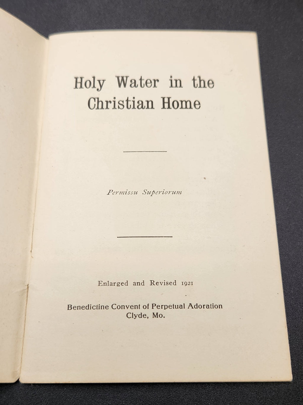 Vintage 1921 Holy Water In The Christian Home Catholic Devotional Booklet Rare