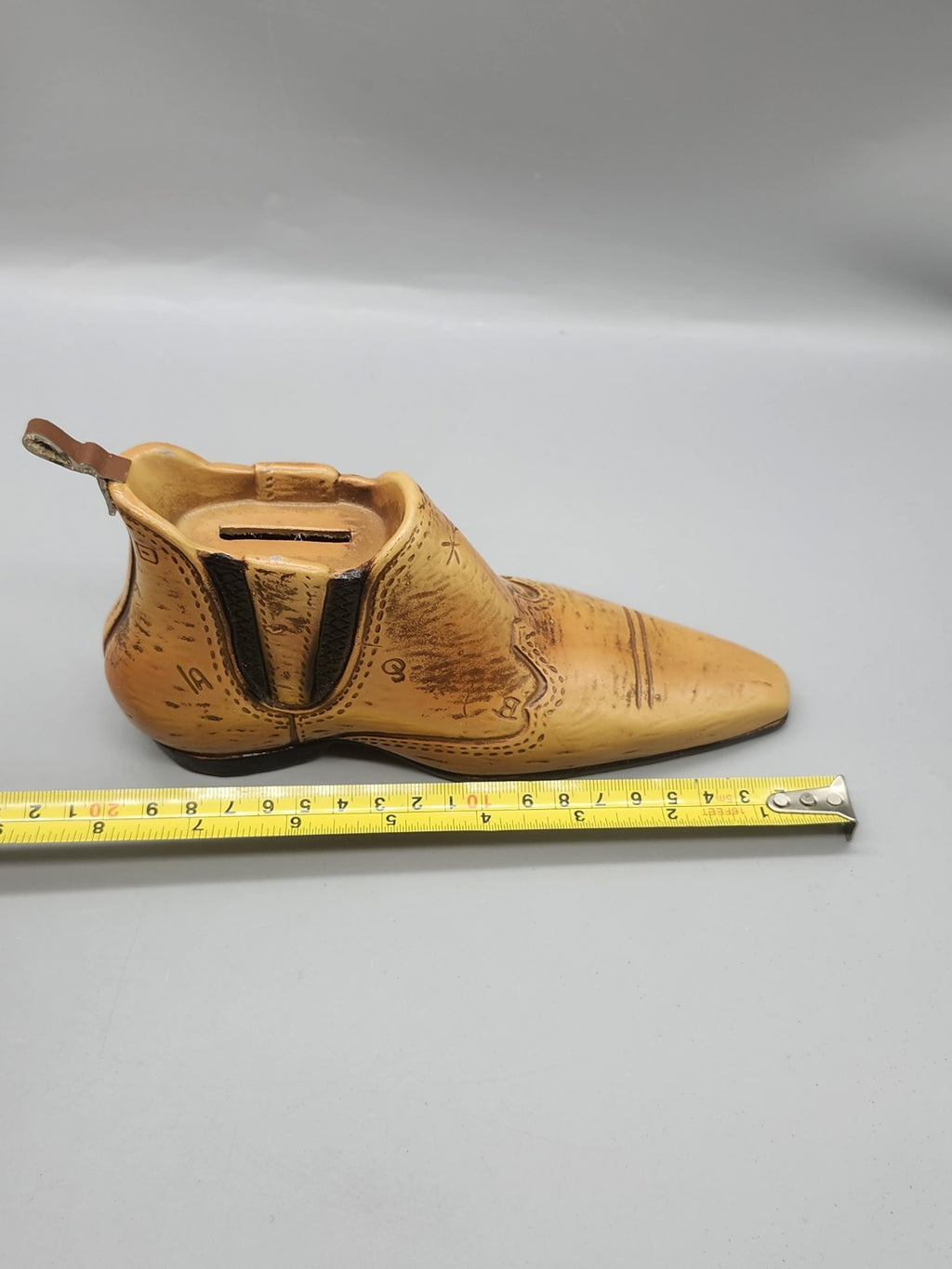 Vintage Legg Ceramic Cowboy Boot Coin Bank Western Tan Boot Piggy Bank