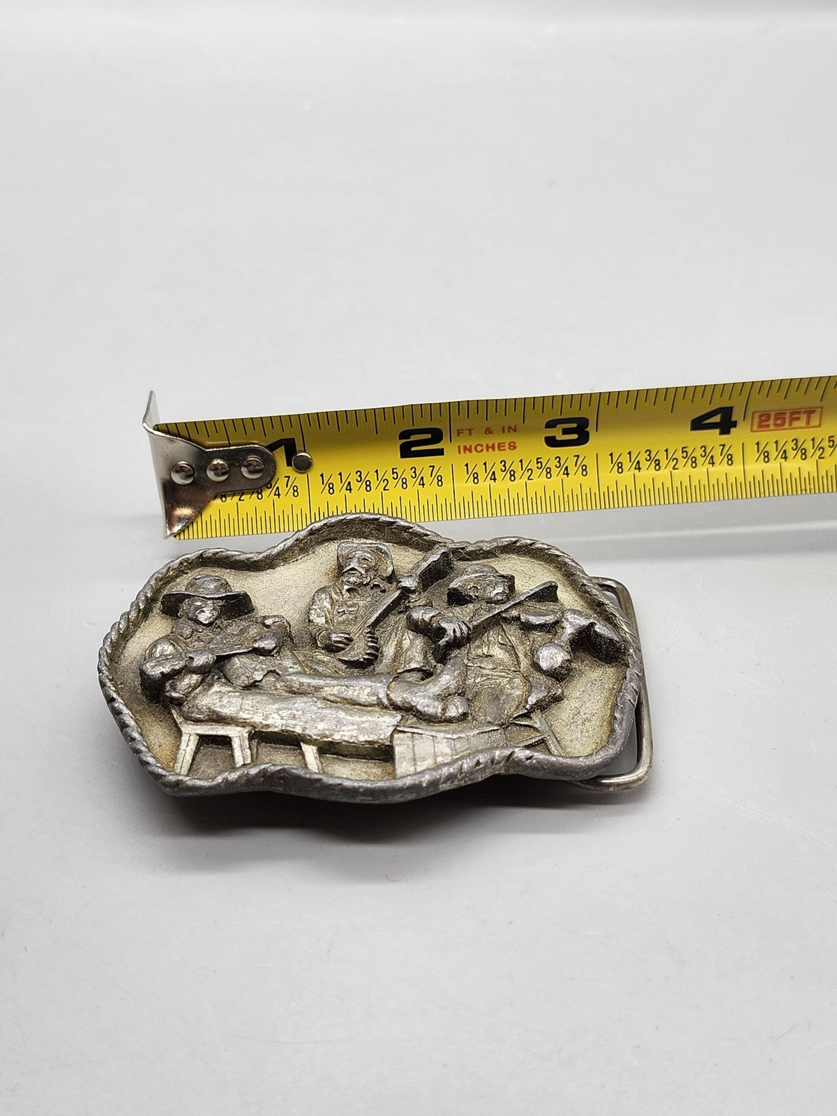 Vintage 1983 Siskiyou Buckle Co Country Band Belt Buckle Mens Silver Western
