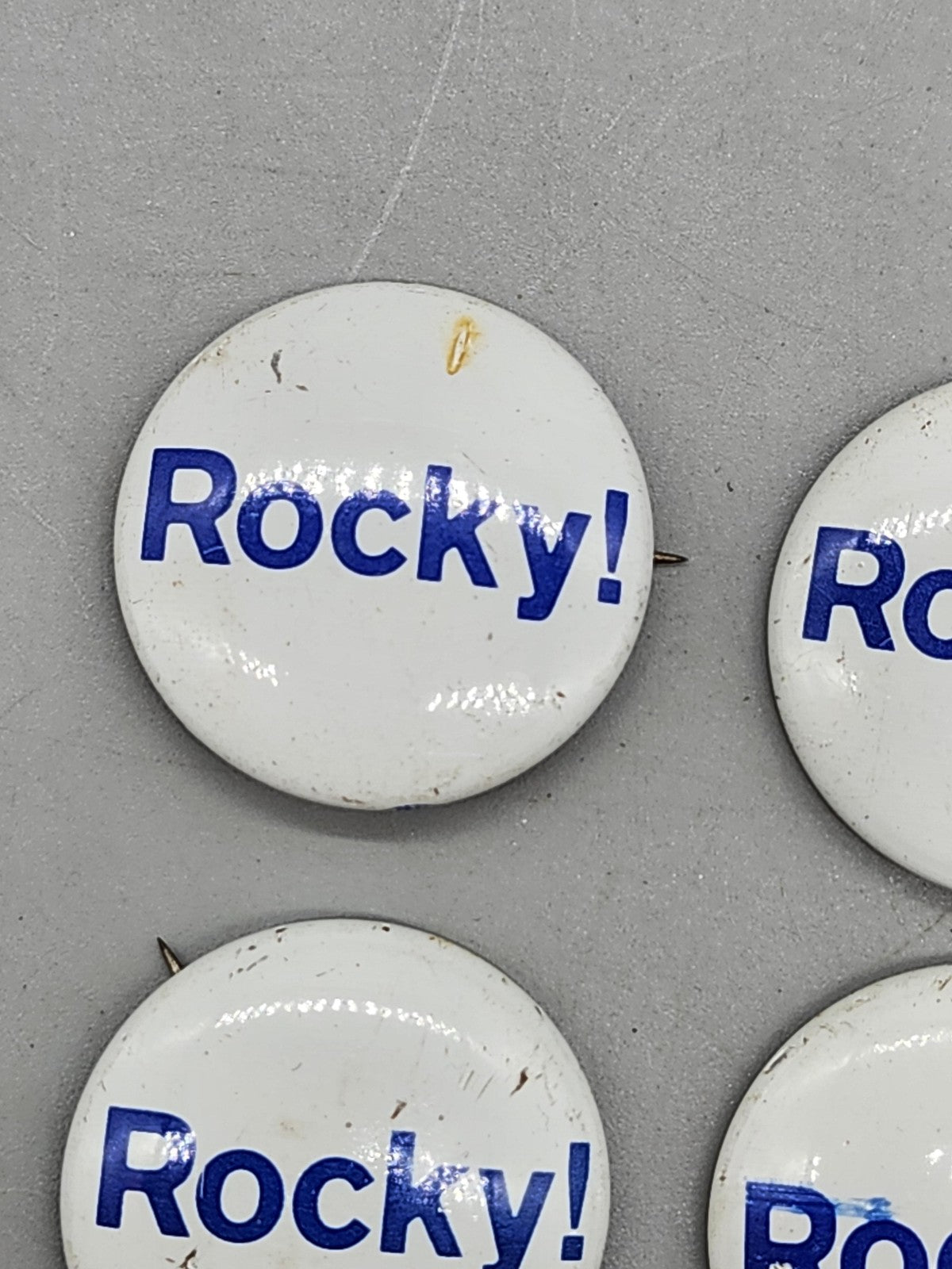 Vintage Rocky! Movie Pinback Buttons Lot 4 Small White Blue Round Collectible